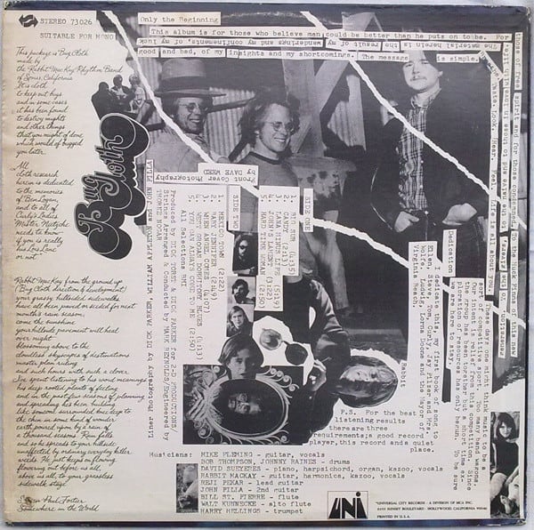 Rabbit Mackay & The Somis Rhythm Band - Bug Cloth | Back Cover | Vinyl Bro